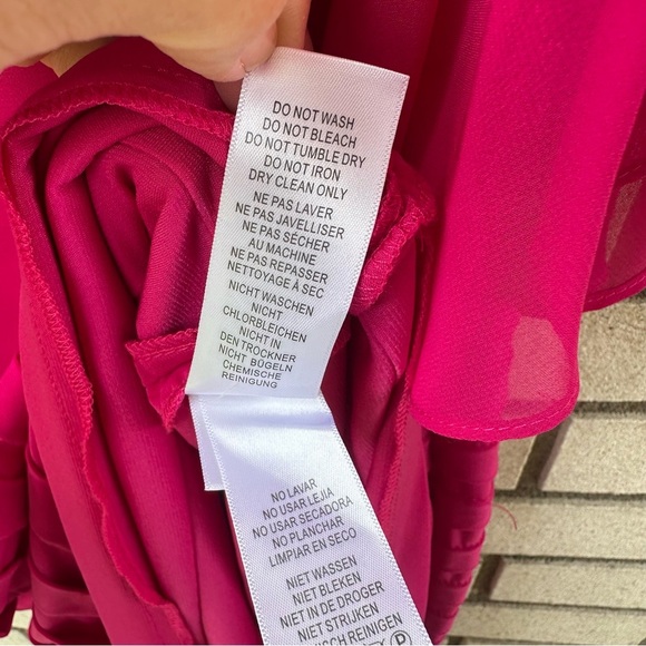 Adrianna Papell Magenta Chiffon Overlay Shutter Pleat Sheath Dress 16W Wedding - Picture 9 of 10